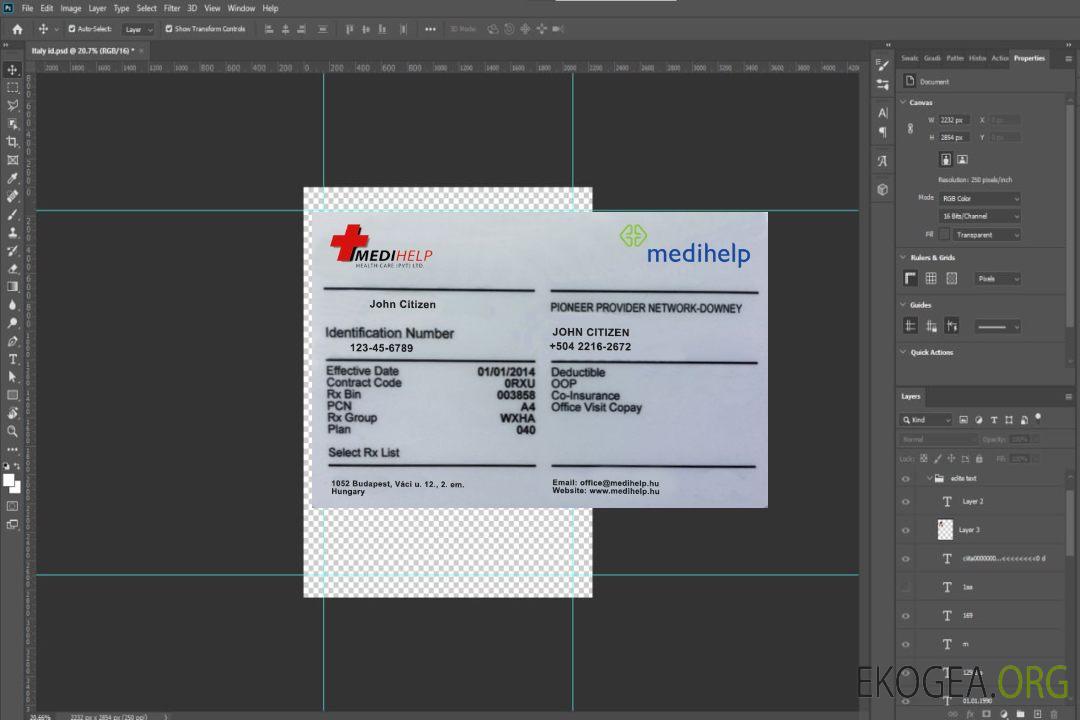 Carte d'assurance maladie hongroise template